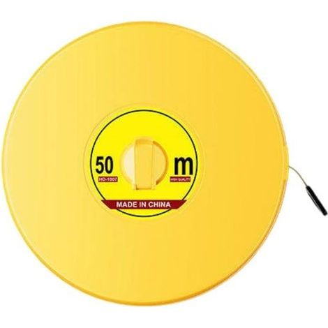 Mètre ruban industriel en cuir de fibre de verre avec construction étanche, double échelle transparente et manivelle anti-rembobinage pour plus d'efficacité (50 m) (1/5)