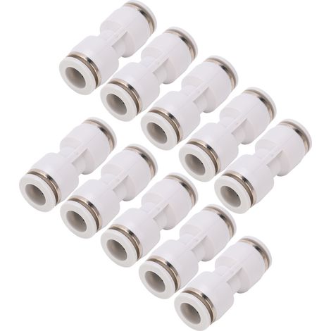 Raccord rapide pneumatique 16mm, 10 pièces connecteurs droits à enfichage pour tube tuyau PU blanc, raccord instantané air comprimé, blanc (1/5)