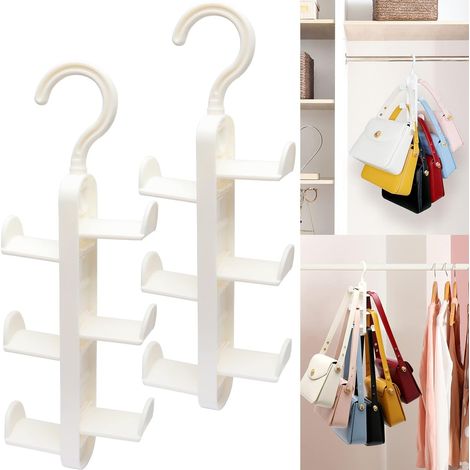 Rangement et organisation de placard, crochet pour sac à main, lot de 2 cintres magiques gain de place, organisateur de sac à main, sac de rangement suspendu robuste pour sac lourd, indispensable pour (1/5)