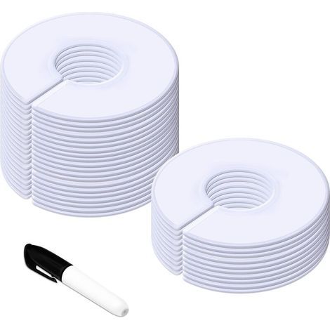 Lot de 30 Diviseurs de Cintres Blancs Ronds Taille Vêtements pour Placard (extérieur 9 cm, intérieur 35 cm de diamètre) (1/5)