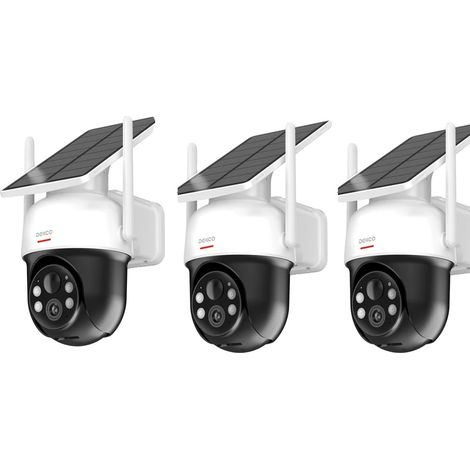 Cámara de seguridad con cobertura de 360 grados, alimentada por energía solar, paquete de 3 unidades, enchufe europeo. (1/2)