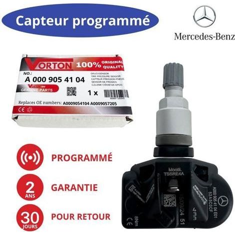 Capteur TPMS Mercedes préprogrammé 433MHz A0009054104/A0009057205 - Compatible Classe A/B/CLA/GLA/GLB/EQA/EQB/Sprinter