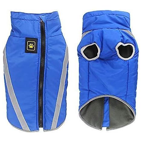 waterproof Dog Coat Winter Warm Jacket, Pet Clothes Windproof Dog Jacket Outfit For Small Medium Dogs With Harness Hole 2xl Blue (1/5)