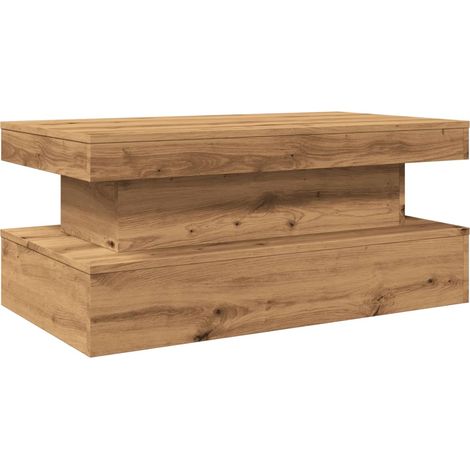 vidaXL Coffee Table with LED Lights Artisian Oak 90x50x40 cm