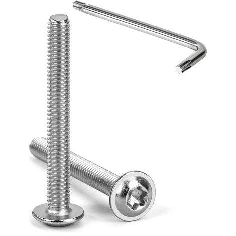 20 Pièces Vis à Tête Bombée Torx avec Bride M4 x 35 mm Vis à Six Pans Creux en Acier Inoxydable A2 V2A Boulons à Tête Hexagonale avec Clé T20 Filetage Complet (1/5)