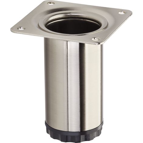 Möbelfuß BRAVO Höhe 80 mm (+ 10 mm) Ø 40 mm Edelstahloptik höhenverstellbares Schrankbein aus Stahl Stützfuß belastbar bis 50 kg von SOTECH