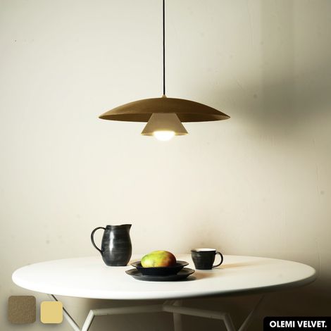 Lampe de suspension en velours - OLEMI VELVET  PEYOTE - CITRON (1/2)