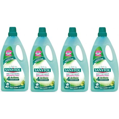 4 bidons de 5L Nettoyant désinfectant sols et surfaces PRO Citron ou Eucalyptus SANYTOL - Parfum: Citron