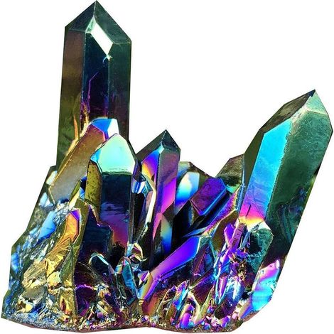 Géode en cristal de roche naturel aux couleurs de l'arc-en-ciel, spécimen de pierre naturelle, décoration intérieure (1/5)