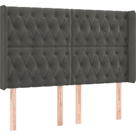 Testiera Testata del letto ad Orecchio GrigioScuro 163x16x118/128cm in Velluto (1/5)