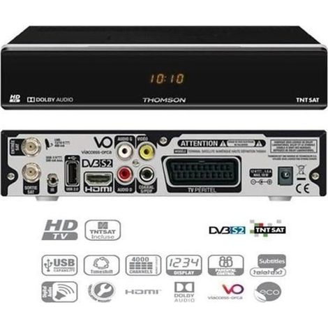 THOMSON THS 804 DÉCODEUR SATELLITE S.C TNTSAT HD ( SUR ASTRA 19.2°) (1/4)