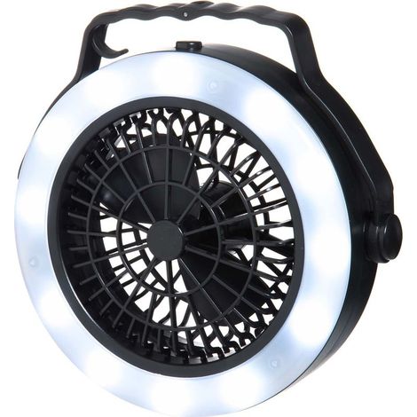 Lanterne de camping avec ventilateur, alimentée par piles, 12 LED (1/3)