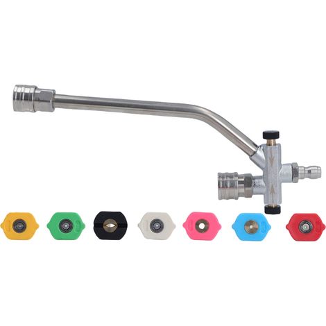 Accessoire pour canon à mousse à double connecteur pour nettoyeur haute pression, raccord à double embout 1/4 po à connexion rapide avec 7 buses de pulvérisation (1/5)