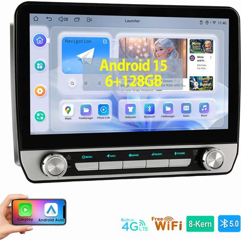 Autoradio 8 cœurs pour Audi A4 8E 8H B6 B7 (2000-2009) CarPlay 6+128 Go Android 15 Bluetooth 6+128G (1/5)