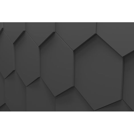 Carrelage mural faience effet graphique HEXA RELIEF 24,7x21,5cm - Hexagone 24,7x21,5 cm Noir - Mat - boîte de 0.40 m2 - Gioia Materia (1/3)