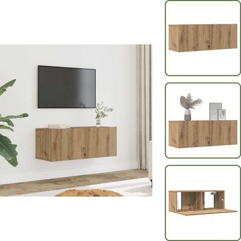 Mobile porta TV - vidaXL Mobili TV a Parete 2pz Rovere Artigianale 80x30x30 cm - TV in casa