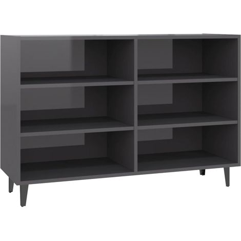 Credenza buffet cassettiera mobile contenitore organizer cucina soggiorno lucido 103,5 x 35 x 70 cm derivati del legno grigio 020031813