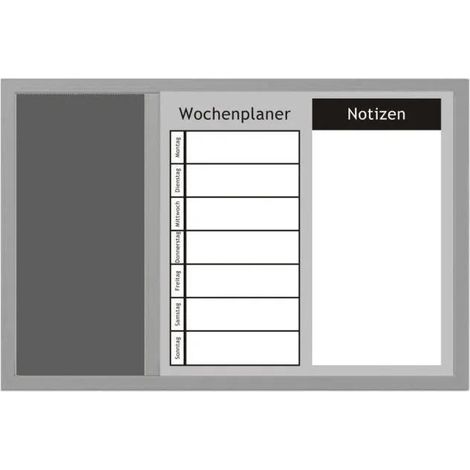 Zeller Pizarra de notas 3-en-1 gris 60 x 40 cm (1/3)