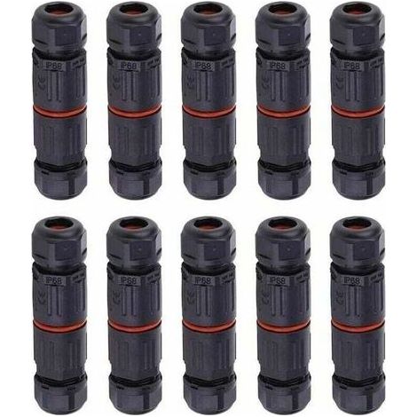 Lot de 10 Fil électrique étanche, connecteur de câble extérieur pour boîte de jonction étanche, IP68 Connecteur de câble électrique étanche pour connecteur 3 broches prise de courant extérieure (1/4)