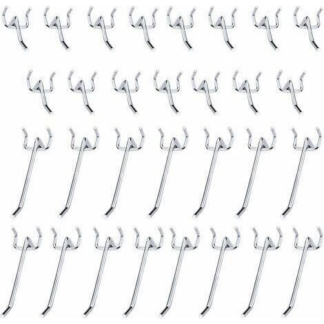 30 Pcs Pegboard Hooks Metal Pegboard Hooks Accessories - 10cm and 5cm Single Hook Set for Garages, Tool Sheds, Workshops (1/4)