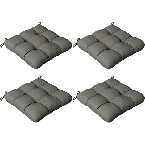 4-Piece Seat Cushion Pillows Replacement, Patio Chair Cushions Set with Ties for Indoor Outdoor, Charcoal Grey