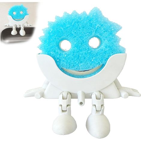 Organisateur d'évier, Support de Chiffon Suspendu avec Drainage, Porte-éponge Amusant pour Cuisine, Organisateur de Cuisine imprimé en 3D avec éponge Souriante, Économiseur d'espace (1/5)