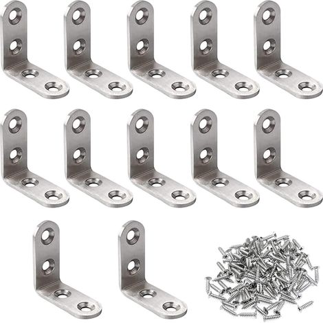 Edelstahl-Winkelverbinder, 90-Grad-Winkelverbinder, 12 Stück 40 x 40 mm Eckverbinder, Eckverstärkungen zur Befestigung und Reparatur von Möbeln mit 50 Schrauben