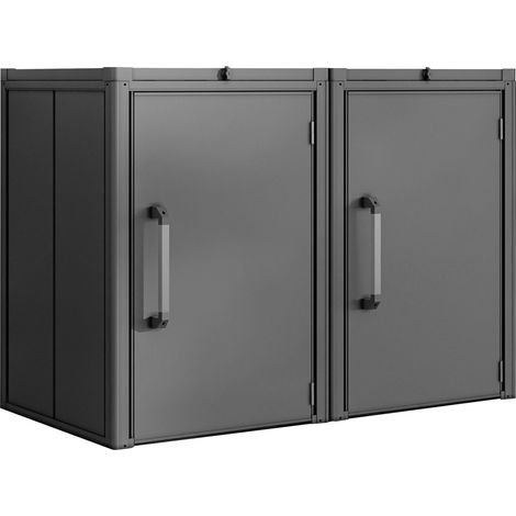 GFP Primeyard Cobertizo de cubos para exterior 168x84x120 cm Cubrecontenedores metálico antracita