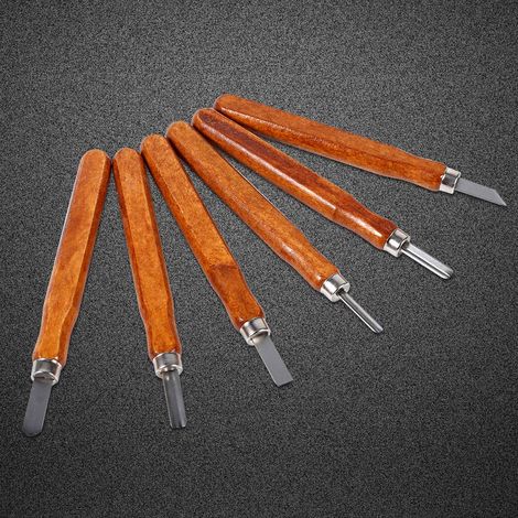 Kit de sculpture sur bois 6 outils, ciseaux et couteaux miniatures en acier pour modélisme et loisirs créatifs (1/3)
