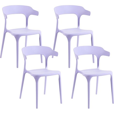 Set of 4 Garden Chairs Violet Polypropylene Lightweight Weather Resistant Plastic Indoor Outdoor Modern GUBBIO (1/5)