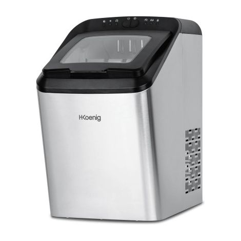 HKoenig KBP40 Machine à glaçons, Puissance 145 W, Production quotidienne 15 kg, Cycle de production 9 minutes, 2 tailles de glaçons, Capacité du bac 2,8 L, Indicateur de niveau d'eau, Acier inoxydable (1/5)