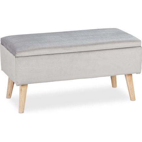 Elegante panca contenitore con coperchio ribaltabile 41 x 80 x 40 cm seduta comoda stile moderno in velluto grigio 130009671