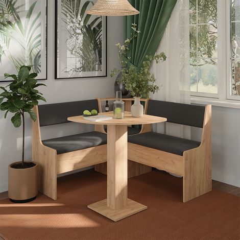 Gruppo panca ad angolo Roman, Rovere dorato/Antracite, 60 x 60 cm, Vicco (1/5)