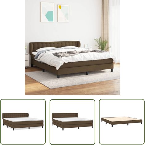 The Living Store Boxspringbett mit Matratze Dunkelbraun 160x200 cm Stoff - Boxspringbett - Doppelbett - Bettenrahmen - Lattenrost - Matratze (1/5)