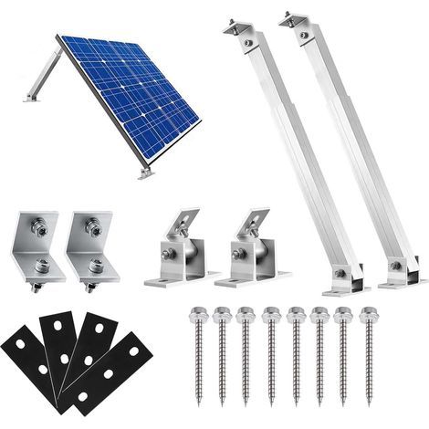 Support Panneau Solaire, Kit Fixation Réglables Angle Individuellement 15°30° pour Balcon Electrique Centrale, Supports Montage Sol Aluminium pour Toit Plat, Garage, Bateau, CampingCar (1/5)