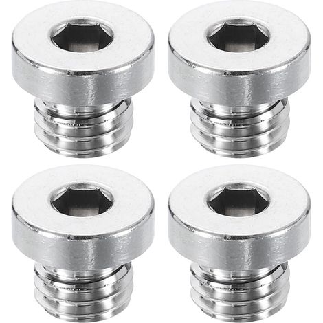 Lot de 4 bouchons de tuyau en acier inoxydable 304 M10 x 1,5 - Filetage mâle métrique - Capuchon à tête hexagonale - Avec anneau d'étanchéité pour tube d'air, eau, huile et gaz (1/5)