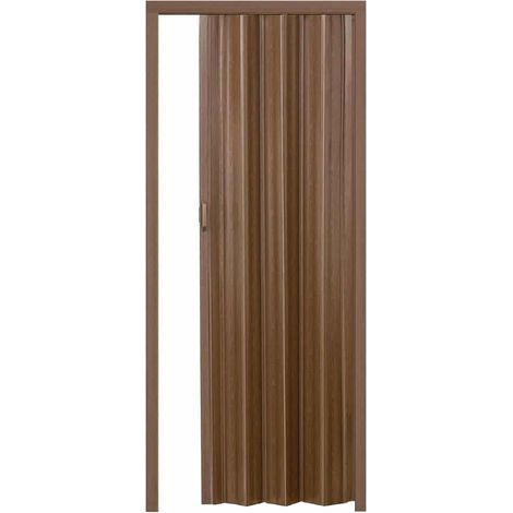Porta a soffietto scomparsa pvc noce venato rilievo chiusura magnetica casa maniglia cm 215x84 2715 (1/4)