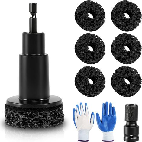 Kit de nettoyage de moyeu de roue de voiture avec 6 entretoises, 1 adaptateur, 1 gant, kit de nettoyage et de réparation pour enlever la rouille et la vieille peinture de surface (1/5)