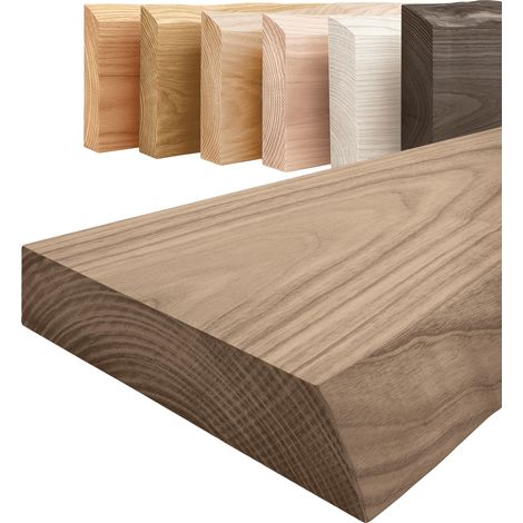 LAMO Manufaktur Étagère murale en bois massif, bord irrégulier, étagère flottante PURE, sans fixations, sans trous, Marron noisette 160cm, LW-01-A-005-160 (1/5)