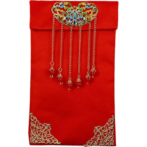 1 Enveloppe rouge, tissu brodé métal, cérémonie thé mariage fiançailles, cadeau traditionnel (1/5)