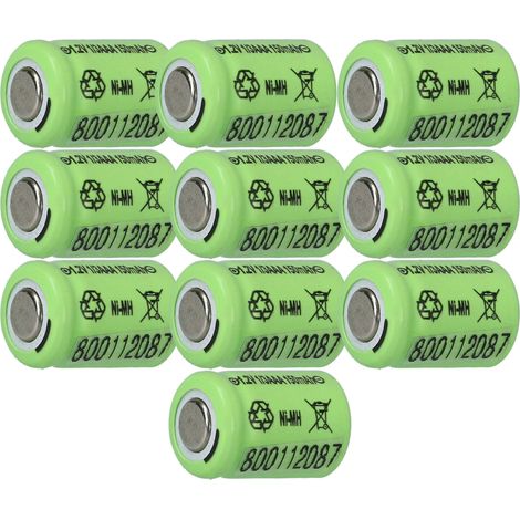 vhbw 10x Batteries remplacement pour 1/3AAA pour modéle RC (150mAh, 1,2V, NiMH) (1/5)