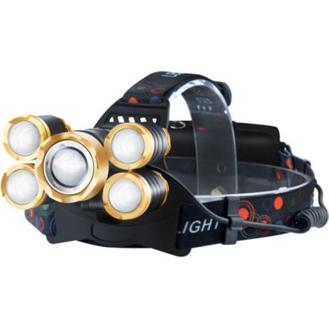 Lampe frontale T6 haute performance ultra-puissante, lampe de pêche nocturne étanche à induction, 5 lampes portables