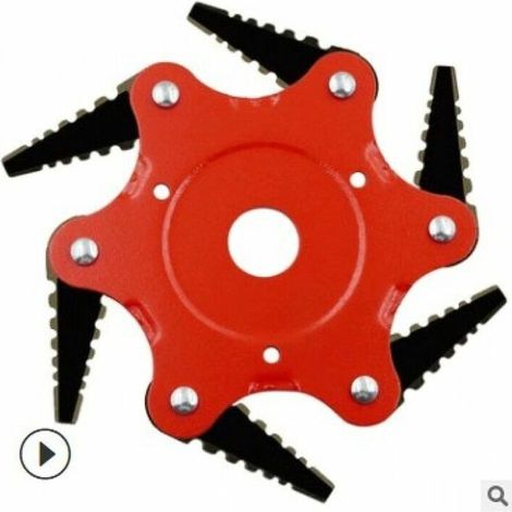 Tête de tondeuse à gazon métallique à 6 dents - tête de tondeuse à gazon de jardin à 2 commandes - accessoires pour désherbeurs agricoles à lames rouges et noires (1/4)