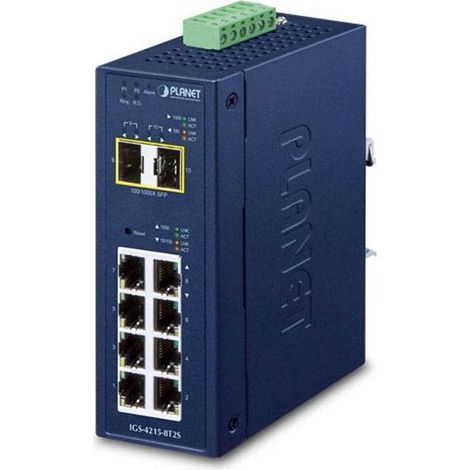 PLANET IP30 Industrial L2/L4, conmutador gestionado de 8 puertos Gigabit Ethernet (10/100/1000) L2/L4, azul (1/2)