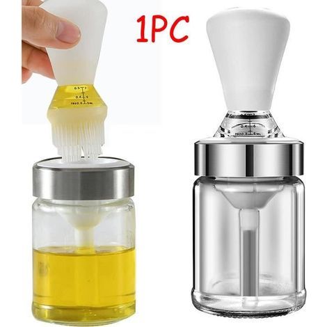 HONORNIC – Ölflasche, Olivenölspender aus Glas, Ölpinsel, Backpinsel, für Salat, Essig, Brot (1/5)