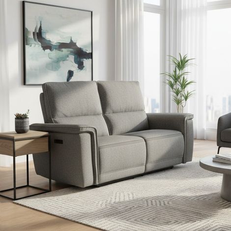 Divano recliner elettrico Velveta 2 posti tessuto grigio 164 cm (1/5)
