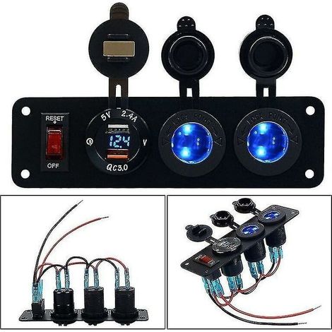 Prise allume-cigare 12V avec USB charge rapide QC 3.0 – Protection surtensions et voltmètre numérique – Compatible voitures, motos, camping-cars (1/4)