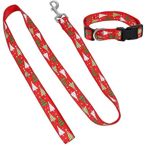 1 Set Weihnachts-Halsband und Leine für Haustiere