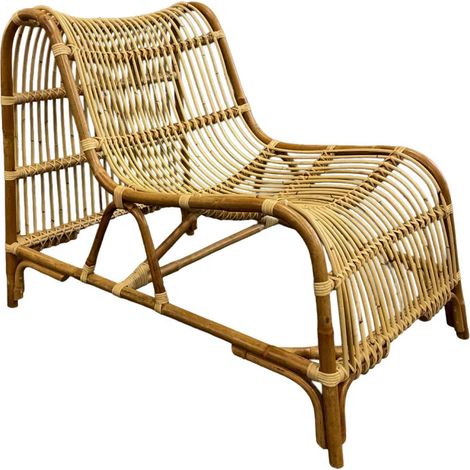 Fauteuil lounge de jardin arrondi en rotin naturel tressé – JACKIE (1/5)
