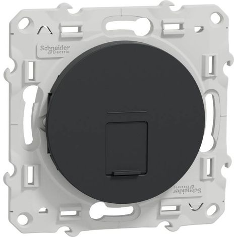 Schneider Electric – Prise RJ45 complète – Sans connecteur – Couleur anthracite – Pour installations réseau en milieu professionnel